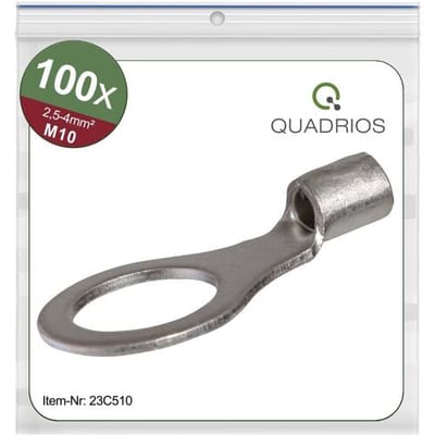 Quadrios 23C510 Ringkabelschoen Dwarsdoorsnede (max.): 4 mm² Schachtdiameter: 10.5 mm Ongeïsoleerd 100 stuk(s)