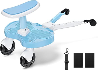 Universele Buggy Board voor Kinderwagens - Treeplank voor Kinderen van 2-6 Jaar - Inclusief Zitting - Babyblauw