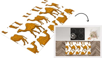 Keukenloper - Loper keuken - Kameel - Hout - Patronen - 120x60 cm - Keukenloper vinyl