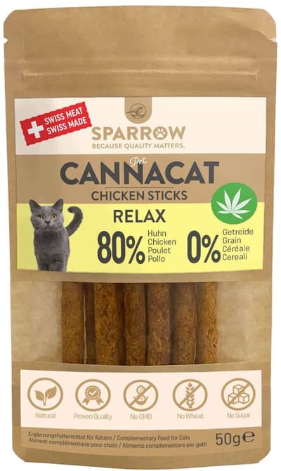 SPARROW Pet CannaCat Kip Sticks met CBD - 50 g