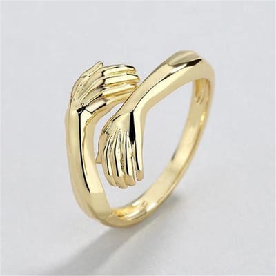 1 stuks Eenvoudige en Stijlvolle Veelzijdige Tweehandige Knuffelring, Verstelbare Ringopening Voor Koppels, Gepersonaliseerde Koppel Matching Ring beige