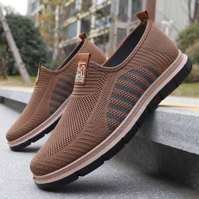 Lente en Herfst Nieuwe Heren Board Schoenen, Gebreid Mesh Ademend, Zwarte Veelzijdige Mode Herenschoenen, Grote Herenschoenen 39-45 39 gray