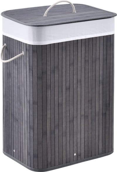 Bamboe Wasmand Curly - 72 L - Grijs - Uitneembare Waszak