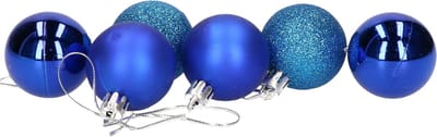 Gerimport Kerstballen - 6x stuks - blauw - D4 cm - kunststof - mat/glans/glitter - kerstversiering