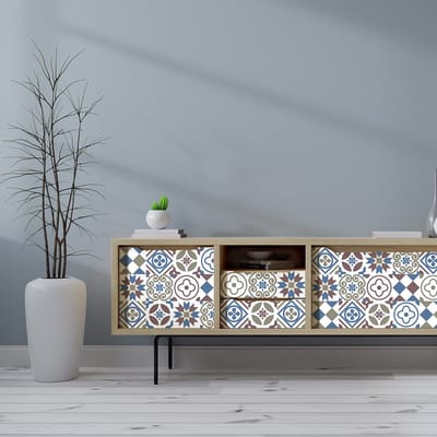 Meubeldecoratiestickers - Zelfklevende stickers voor keuken en woonkamer - 30 cementtegel meubelstickers ALEKSINA - 30 stickers 20x20cm