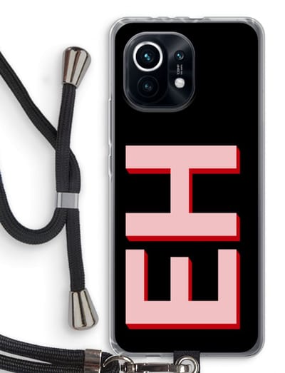 Gepersonaliseerd - Case Company® - Hoesje met koord geschikt voor Xiaomi Mi 11 hoesje met Koord - Monogram - Telefoonhoesje met Zwart Koord - Bescherming aan alle Kanten en Over de Schermrand