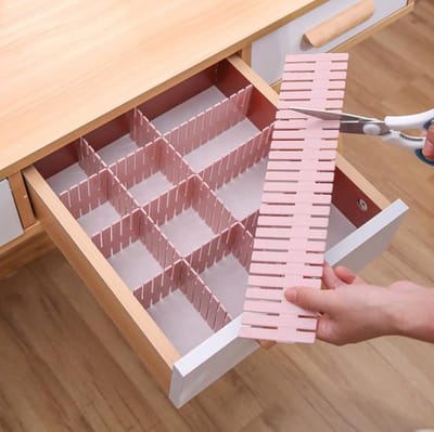 Waal Kunststof ladeverdeler - Lade organizer - set van 6 stuks - Voor Kleding/Keuken/Bureau/Make-Up - Op maat te knippen - Roze