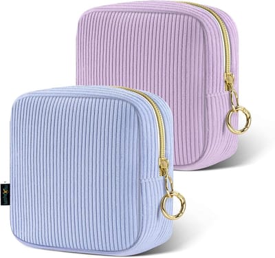 2 stuks menstruatiezakje met ritssluiting - handig opbergtas voor maandverband en tampons - cadeaus voor meisjes - blauw en paars