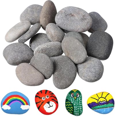 24 stuks platte stenen om te beschilderen, kiezelstenen, stenen, schilderset, knutselset voor kinderen, voor kunst, kunsthandwerk, school, kleurrijk schilderen, bloempotten, decoratie, aquaria