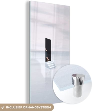 MuchoWow® Glasschilderij 60x120 cm - Schilderij acrylglas - Vintage - Deur - Abstract - Foto op glas - Schilderijen