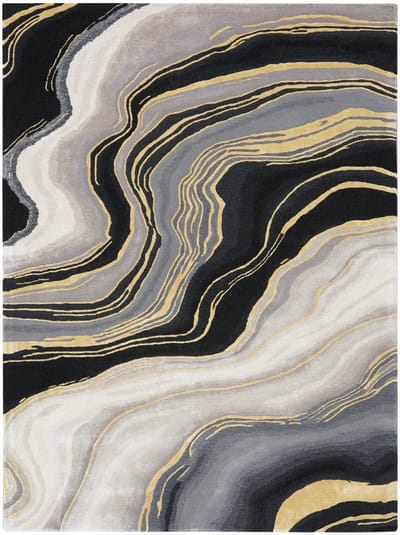 Nourison Prismatic Charcoal Grey PRS31 Vloerkleed - 114 x 175 cm - Grijs - Rechthoekig - Wol, Luxcelle - Eetkamer, Woonkamer - Abstract - Design, Industriëel, Modern