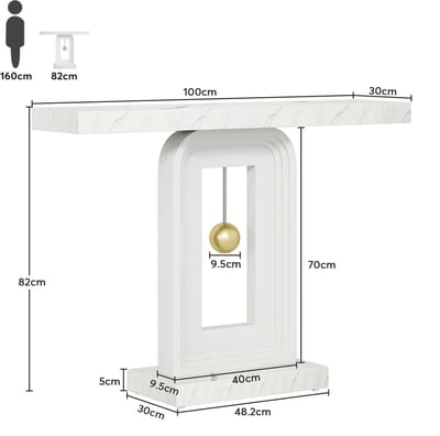 OKWISH Consoletafel - Smal En Minimalistisch - Voor Hal En Woonkamer - Witte Marmerlook En MDF - Lengte 100 cm