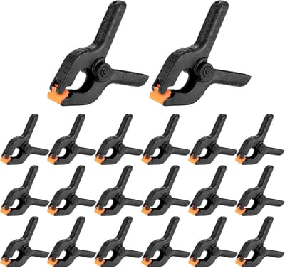 longziming - 20 Stuks - Veerklemmen 2 Inch - Nylon Spring Clamps Voor Houtbewerking En DIY Projecten - Eenhandige Kunststof Klemmen - Voor Studio - Fotografie - Achtergronden - Zwart