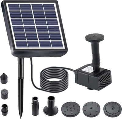 Zonne-energie Fonteinpomp 1.5W voor Buiten - DIY Vogelbad Fonteinset met 5 Spuitmonden voor Tuinen, Vijvers en Aquaria