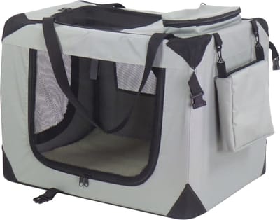 Reismand dogcrate nylon grijs 82x58x58 cm