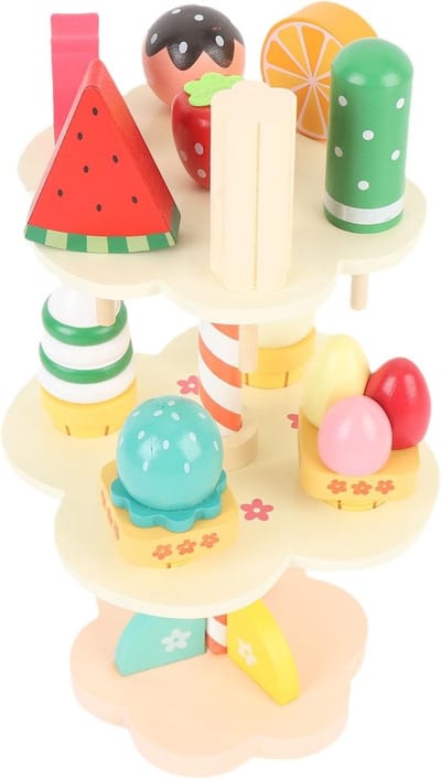 Dessertkraam Speelgoed - Houten Theekransje - Kinderspel - Duurzaam Beukenhout - 17x17x13 cm