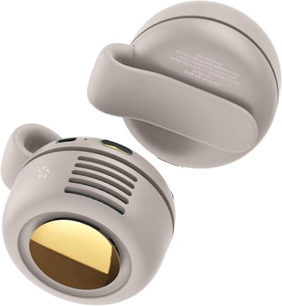 Draagbare Heupclipventilator, Sterke Luchtstroom, USB-oplaadbare Bladloze Ventilator met Miniclip voor Werken, Wandelen, Vissen (Wit)