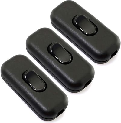 SnelShoppen - 3x Inline Schakelaar, AC 250V 6A Aan-Uit SPDT Controle Rocker Switch voor Tafel-, Bureau- en Wandlampen, Geschikt voor Standaard Lampkab