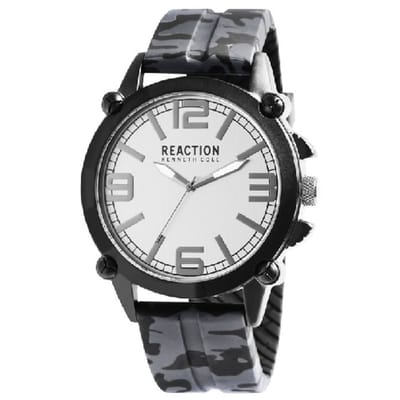 Kenneth Cole-reaction-Herenhorloge-legerprint-stoer design-3 atm waterdicht-diameter 48 mm-blauw-zwart