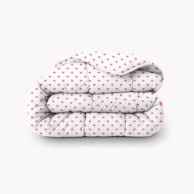 HappyBed Dekbed zonder overtrek 240x220 - 100% Katoen - Wasbaar All year dekbed enkel - Bedrukt dekbed zonder hoes - Hoesloos Dekbed - Lits Jumeaux - Sweethearts