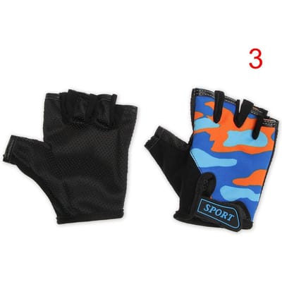 Kinderfietshandschoenen, fietshandschoenen met halve vingers, zeer elastische antislip fietshandschoenen, camouflage fietshandschoenen, fietswanten. black