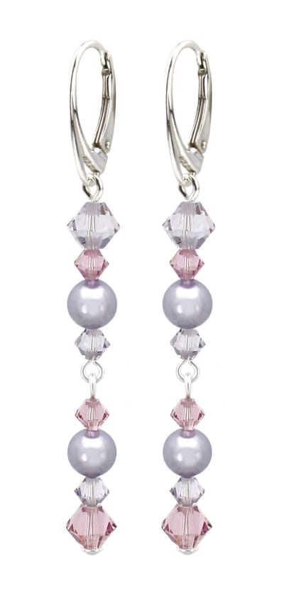 ARLIZI 2189 Oorbellen parel Swarovski kristal lila - sterling zilver - 6,5 cm