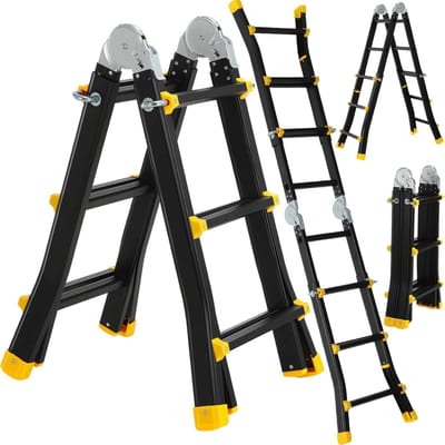 Telescopische Ladder - Multifunctionele Klimhulp - Huishoudelijk Werk - Robuuste Aluminium Constructie - 2.85 Meter Uitschuifbaar - Zwart