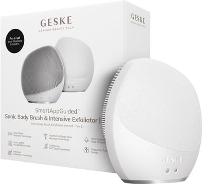 GESKE Sonic Body Brush & Intensive Exfoliator | 7 in 1 | Elektrische borstel voor het hele lichaam | Met SmartSonic-pulsaties | Diepe reiniging, exfoliatie en massage | Ruwe huidverwijderaar