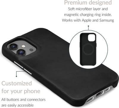 Mobilize Hoesje geschikt voor Apple iPhone 15 Plus MagSafe Telefoonhoesje Echt Leer | Mobilize Premium Backcover | Geschikt voor MagSafe | Geschikt voor Draadloos Opladen met Magnetische Ring | Geschikt voor MagSafe Case - Zwart