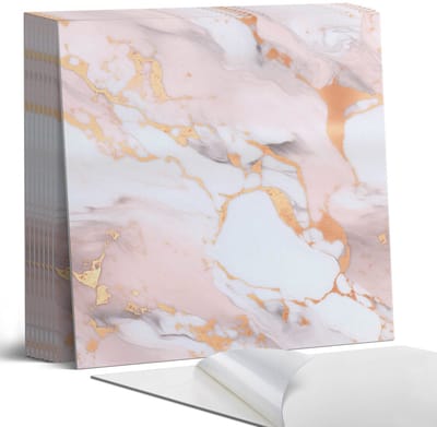 Coloray Plaktegels - Marmerpatroon met accenten Portugese Tegels - 30 cm x 30 cm - Beige Plaktegels - 9 stuks - Vierkant PVC Tegels - Plaktegels Keuken - Zelfklevende Vloertegels - Vinyl Tegels - Zelfklevende Tegels