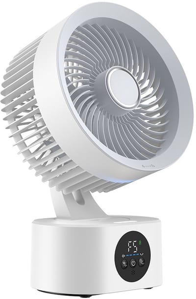 VHV-Oplaadbare Tafelventilator met Spraakbesturing - Stille Luchtcirculator met Timer - Bureau Ventilator met Lange Accuduur - Slimme USB Ventilator voor Slaapkamer en Kantoor