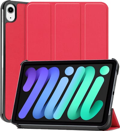 Hoesje - Geschikt voor Apple iPad Mini 7 (2024) - 8.3 inch - 7e Generatie - Dun & Stevig - Hardcover Book Case - Trifold Bookcase Hoes - Hard Cover - Tablethoes - Rood
