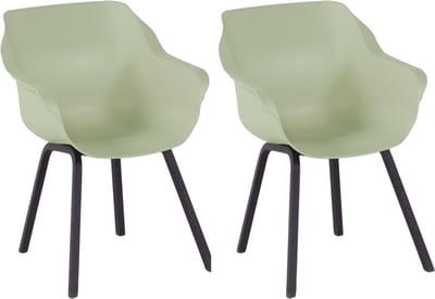 Hartman Sophie armchair tuinstoel met armleuning - Mint groen - set van 2 - zwart element onderstel