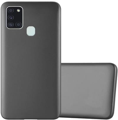 Cadorabo Hoesje geschikt voor Samsung Galaxy A21s in METALLIC GRIJS - Beschermhoes gemaakt van flexibel TPU silicone Case Cover