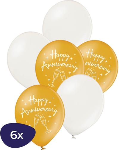 Happy Anniversary Ballonnen - Jubileum Ballonnen - 6 Stuks