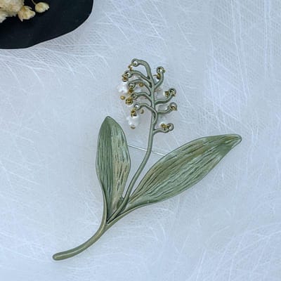 Lelietje-van-dalen broche zoetwaterparel lelietje-van-dalen planten broche vrouwen anti-reflectie broche accessoires gray