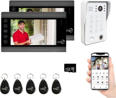 Video Intercom Systeem - Videodeurbel Camera - Toegangscontrole Huis - 5-in-1 Ontgrendeling - 7 Inch Monitor - Zwart