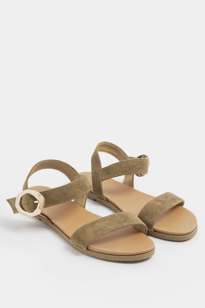 Yours Kaki Groene Sandalen Met Gesp In Een Model In Brede Epasvormsize 37EEE