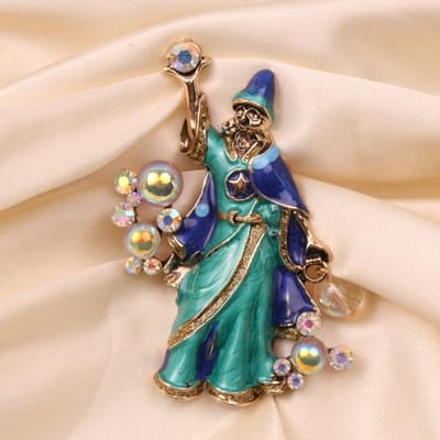 Vintage Dames Heren Mode Tovenaar Emaille Kristal Speld Broche Retro Klassiek Dame Paleis Stijl Dame Druipolie Badges Corsages blue