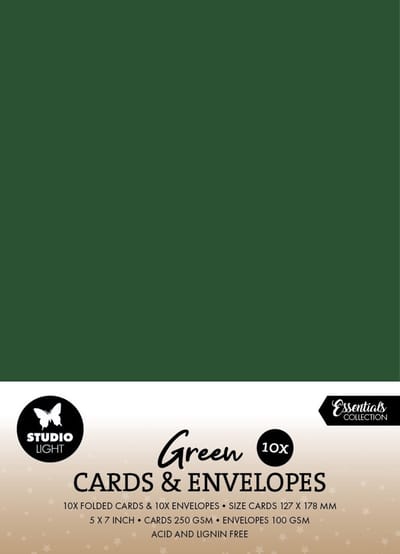 Cards & envelopes Christmas green 5x7 inch - Essentials nr. 16