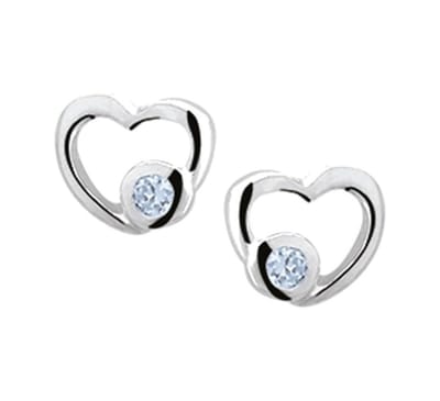 YO&NO - Oorbellen - Zilver - Oorknoppen - Hart - Zirkonia - Topaas - 7,5/7mm - Kinderen - Zilver 925
