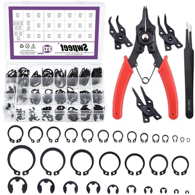 312-delige 4-in-1 Locking Spring Pliers Set met M4-M28mm C-Clip en E-Clip Assortiment, Inclusief Tweezers voor Precisie Reparaties en Onderhoud