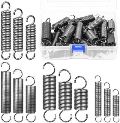 36 Stuks RVS Verlengveren met Haak - 12 Maten Tension Springs Assortiment voor Machinebouw en Industrie