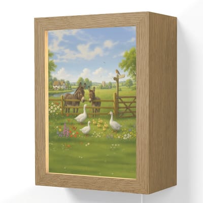 Wandlamp 15x20 cm - Oplaadbaar - Ezels - Ganzen - Kleurrijk - Wandlampen binnen woonkamer - Slaapkamer lamp met kabel - Decoratieve nachtlamp - Vloerlamp snoer