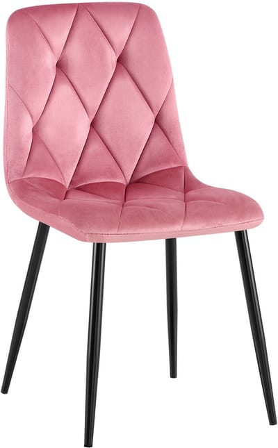CLP Clairton Eetkamerstoel - klassiek - met zwart metalen frame - Belastbaar tot 150 kg - fluweel - Velvet - Fluweel/roze