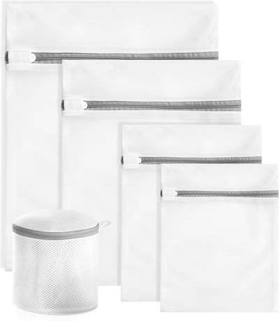 YONO Waszakken Set - 5 Stuks - Wasnetten met Rits voor Wasgoed - Waszak Wasmachine - Groot - Wit