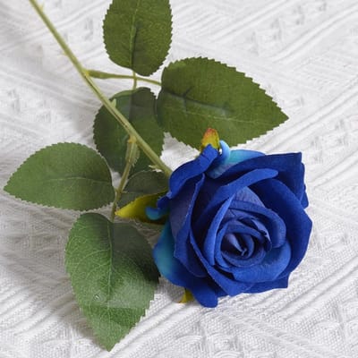 Eternal Velvet Kunstrozen van 20 Inch met Lange Steel - Realistische Bloemen voor Bruidsboeket, Tuin, Feest en Kantoordecoratie in Blauw