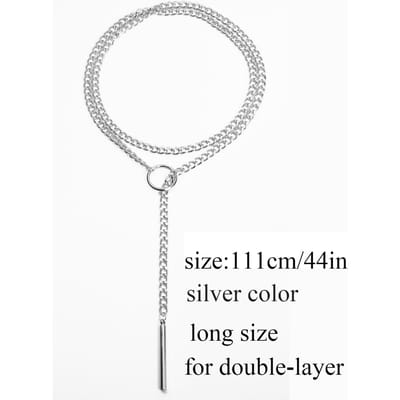 Zwarte Slipketting Ketting Wrap Choker Vrouw Gothic Staaf Hanger Lariat Ketting Layering Alternatieve Esthetische Sieraden gray
