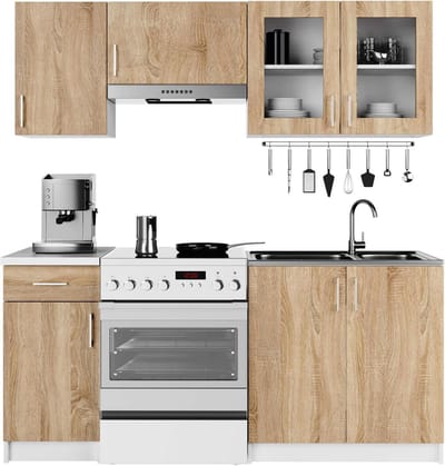 Keukenmeubelset Lima Compact Wit Sonoma Eik - Tijdeloos Design voor Kleine Keukens en Kitchenettes