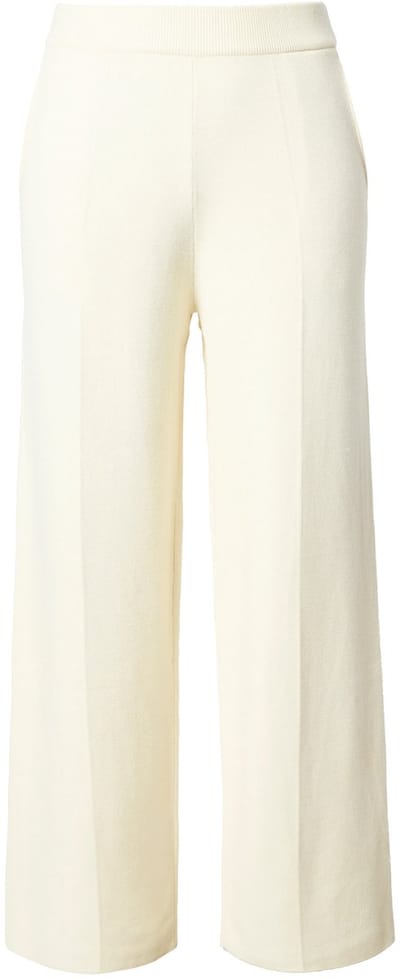 Ulla Popken - Dames - Gebreide broek persplooien wijde pijpen - Vanille - Maat 54+
